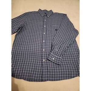 Chaps‎ Easy Care Men's Long Sleeve Blue Plaid Button Down Shirt Size Large L